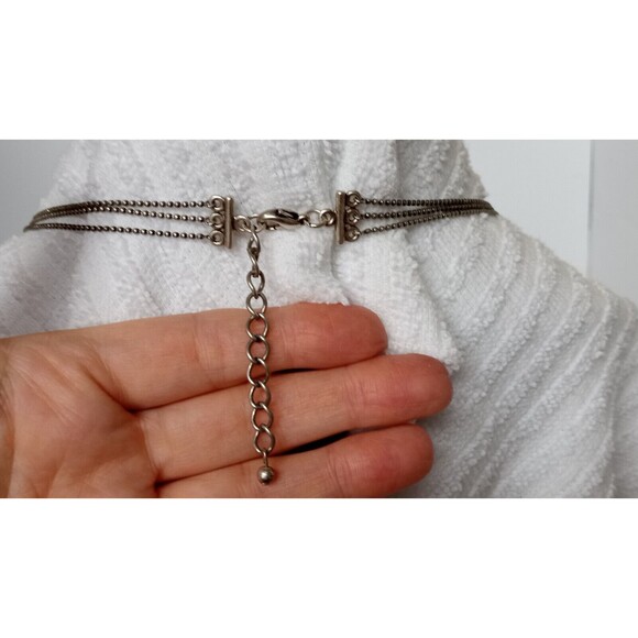 Layered Freshwater Pearl & Silvertone Bead Necklace 18, 19 & 20 in + 2 in ext - Picture 5 of 5